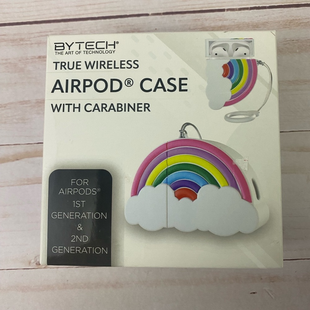 Bytech True Wireless 1st/2nd Gen Airpod Case w Carabiner Rainbow